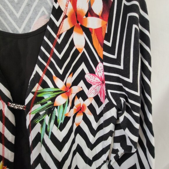 Onque Casual Blouse Large Retro 90s Colorful Floral layered grannycore art BOHO - Picture 5 of 9